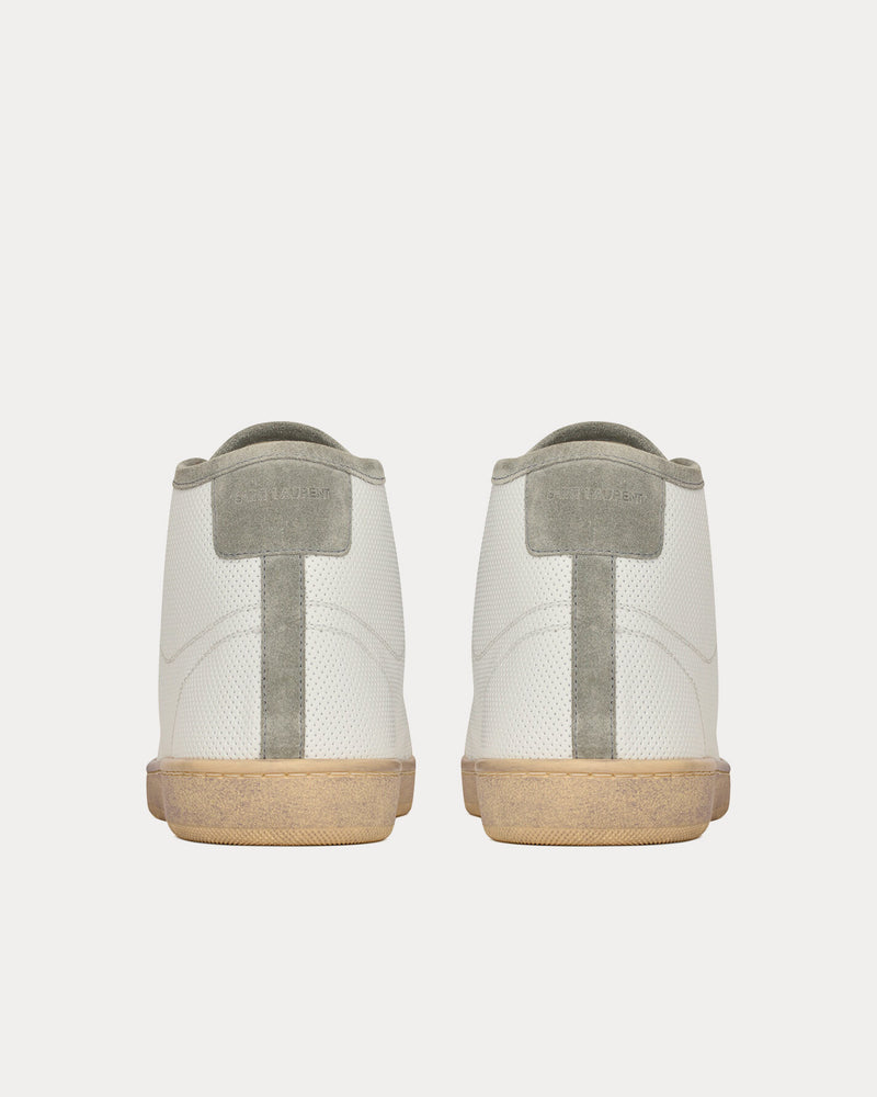 Saint Laurent SL/39 Court Classic Leather & Suede Blanc Optique / Paris Roof Mid Top Sneakers - 4