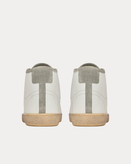 Saint Laurent SL/39 Court Classic Leather & Suede Blanc Optique / Paris Roof Mid Top Sneakers - 4