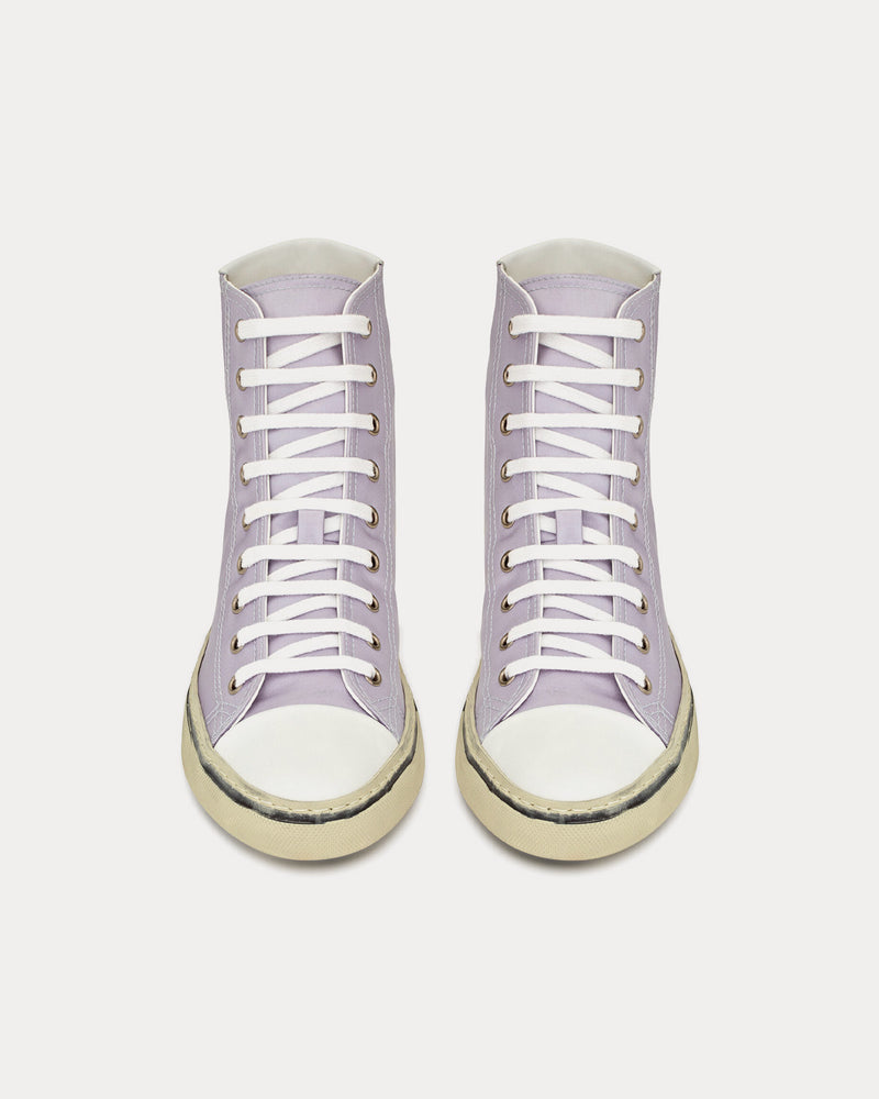 Saint Laurent Malibu Crepe Satin & Smooth Leather Soft Lila / Optic White High Top Sneakers - 2