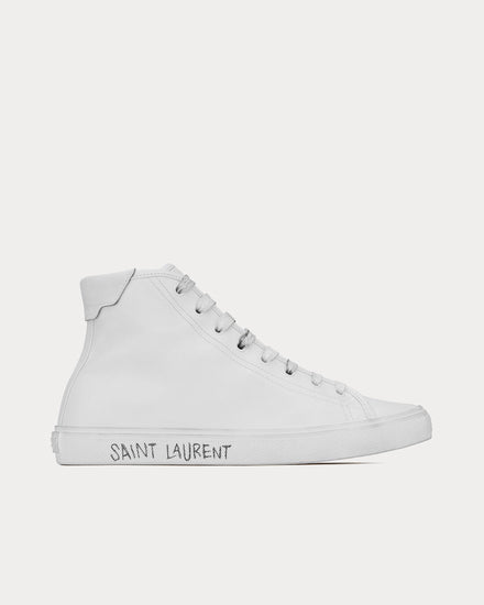 Saint Laurent Malibu Smooth Leather White High Top Sneakers - 1