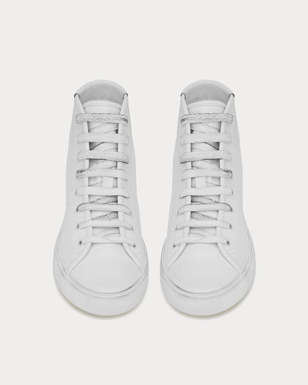 Saint Laurent Malibu Smooth Leather White High Top Sneakers - 2