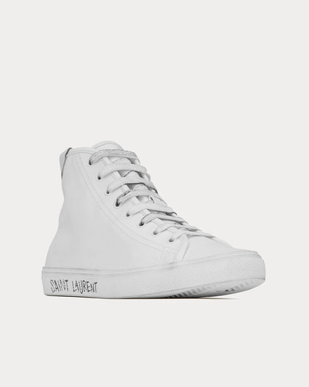 Saint Laurent Malibu Smooth Leather White High Top Sneakers - 3