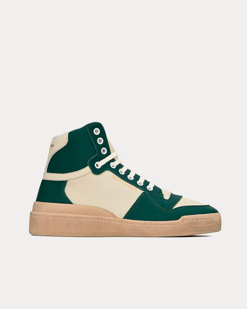 Saint Laurent SL24 Vintage White / Freak Green Mid Top Sneakers - 1