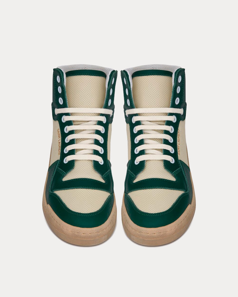 Saint Laurent SL24 Vintage White / Freak Green Mid Top Sneakers - 2