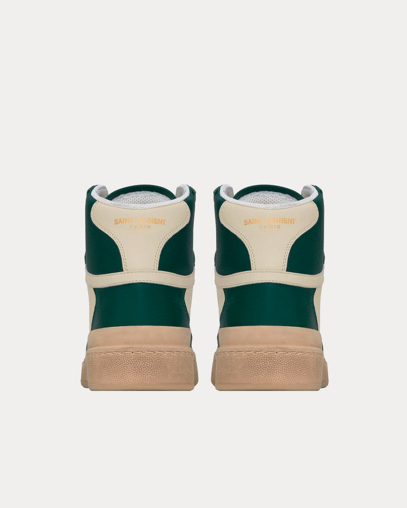 Saint Laurent SL24 Vintage White / Freak Green Mid Top Sneakers - 4