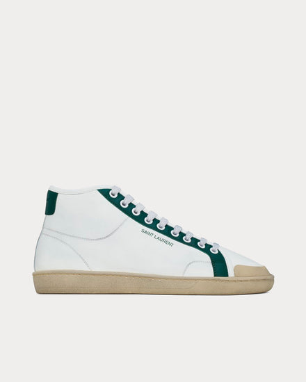 Saint Laurent SL 39 Optic White / Dark Basil High Top Sneakers - 1