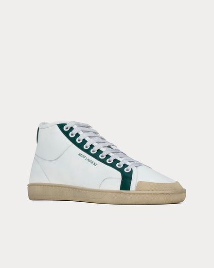 Saint Laurent SL 39 Optic White / Dark Basil High Top Sneakers - 3