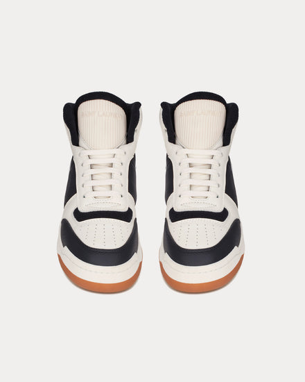 Saint Laurent SL/80 Smooth & Grained Leather Coffee / Black Mid Top Sneakers - 2