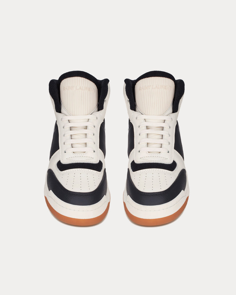 Saint Laurent SL/80 Smooth & Grained Leather Coffee / Black Mid Top Sneakers - 2