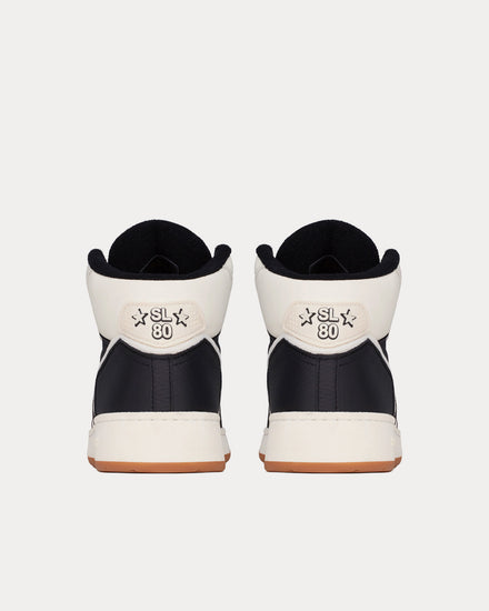 Saint Laurent SL/80 Smooth & Grained Leather Coffee / Black Mid Top Sneakers - 3