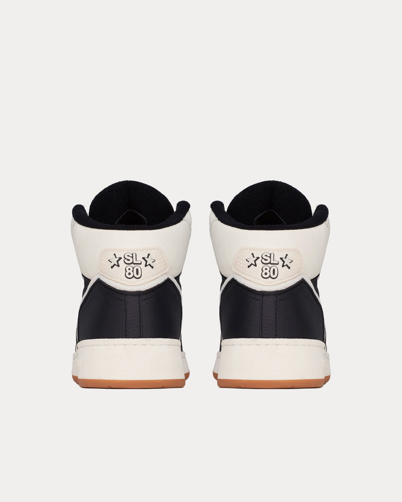 Saint Laurent SL/80 Smooth & Grained Leather Coffee / Black Mid Top Sneakers - 3