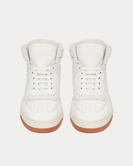 Saint Laurent SL/80 Smooth & Grained Leather Blanc Mid Top Sneakers - 2