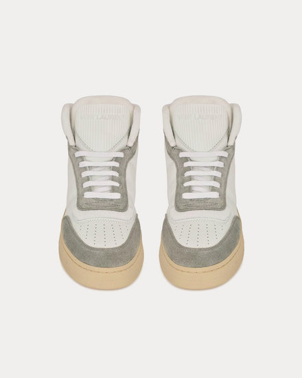 Saint Laurent SL/80 Leather & Suede Blanc Optique / Paris Roof Mid Top Sneakers - 2