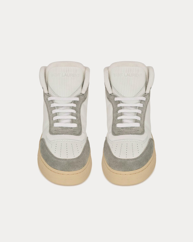 Saint Laurent SL/80 Leather & Suede Blanc Optique / Paris Roof Mid Top Sneakers - 2
