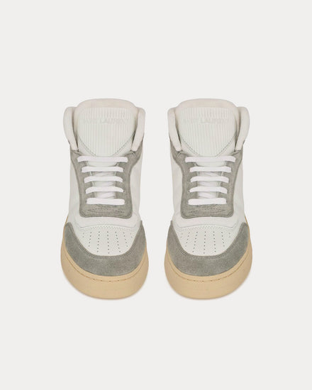 Saint Laurent SL/80 Leather & Suede Blanc Optique / Paris Roof Mid Top Sneakers - 2