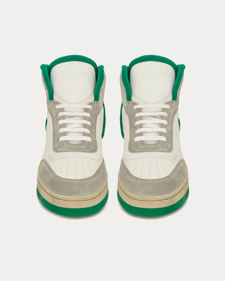Saint Laurent SL/80 Leather & Suede Blanc Optique / Paris Roof / Garden Green High Top Sneakers - 2