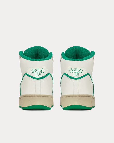 Saint Laurent SL/80 Leather & Suede Blanc Optique / Paris Roof / Garden Green High Top Sneakers - 4