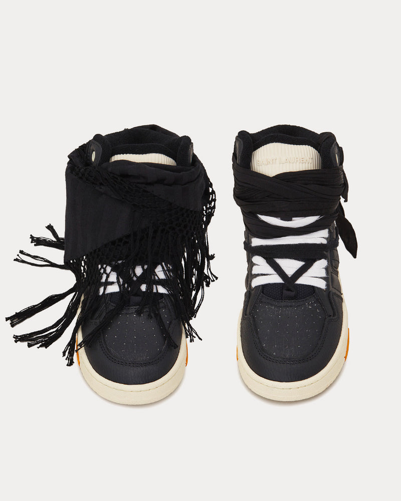 Saint Laurent Smith Grained Leather Noir High Top Sneakers - 2