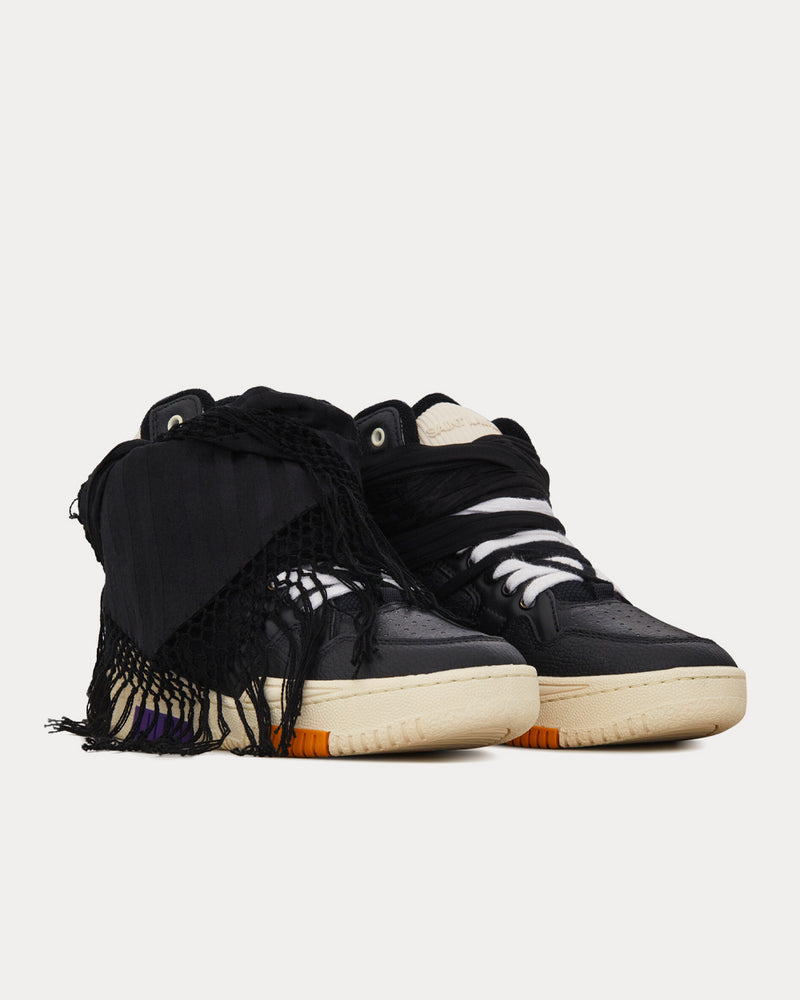 Saint Laurent Smith Grained Leather Noir High Top Sneakers - 3