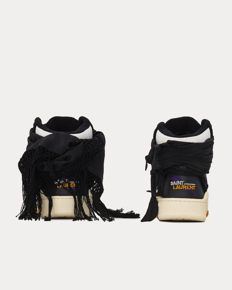 Saint Laurent Smith Grained Leather Noir High Top Sneakers - 4