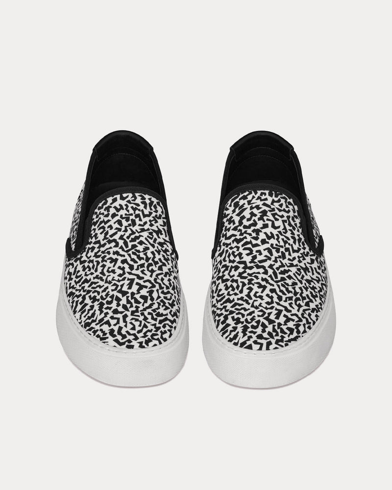 Saint Laurent Venice Sparkle Print Canvas White Slip On Sneakers - 2