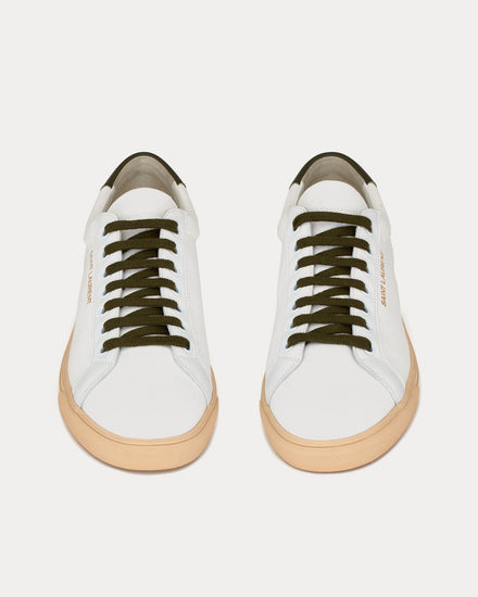 Saint Laurent Andy Canvas & Leather White / Dark Green Low Top Sneakers - 2