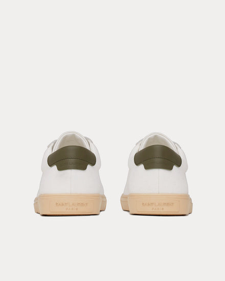 Saint Laurent Andy Canvas & Leather White / Dark Green Low Top Sneakers - 4