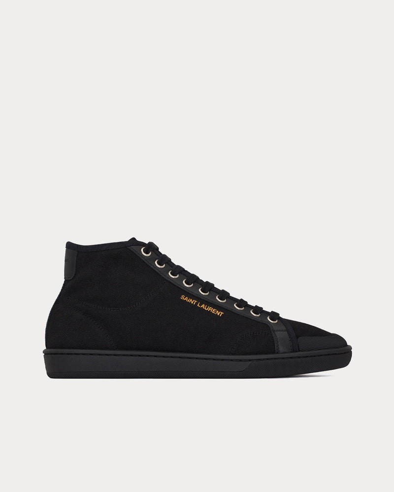 Saint Laurent Court Classic Sl/39 Canvas And Leather Black High Top Sneakers - 1
