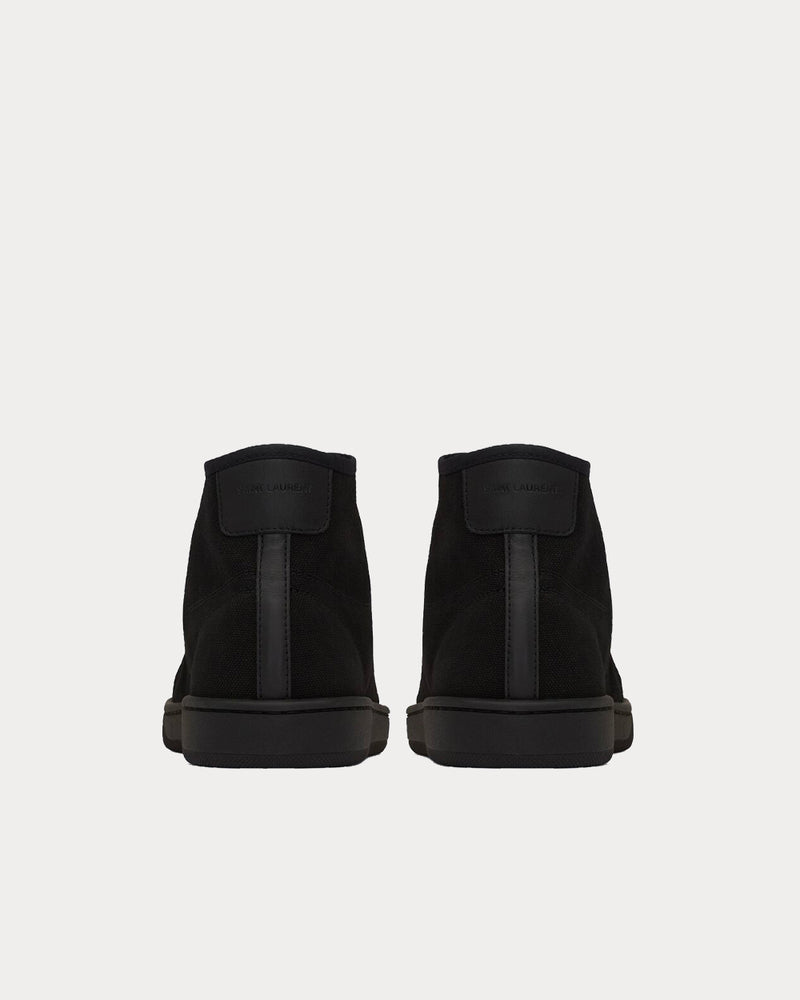 Saint Laurent Court Classic Sl/39 Canvas And Leather Black High Top Sneakers - 3