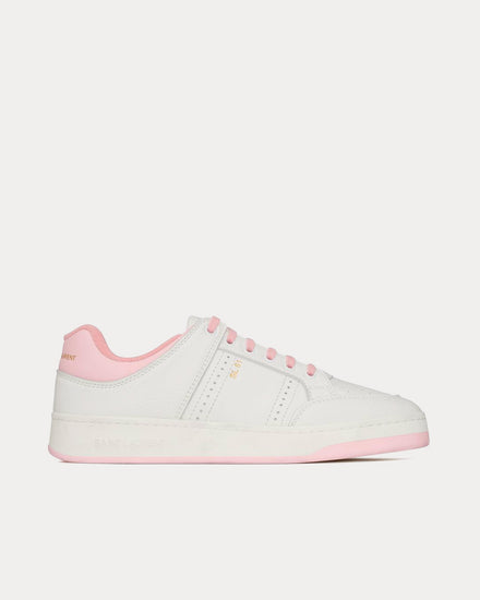 Saint Laurent SL/61 Grained Leather White / Baby Pink Low Top Sneakers - 1