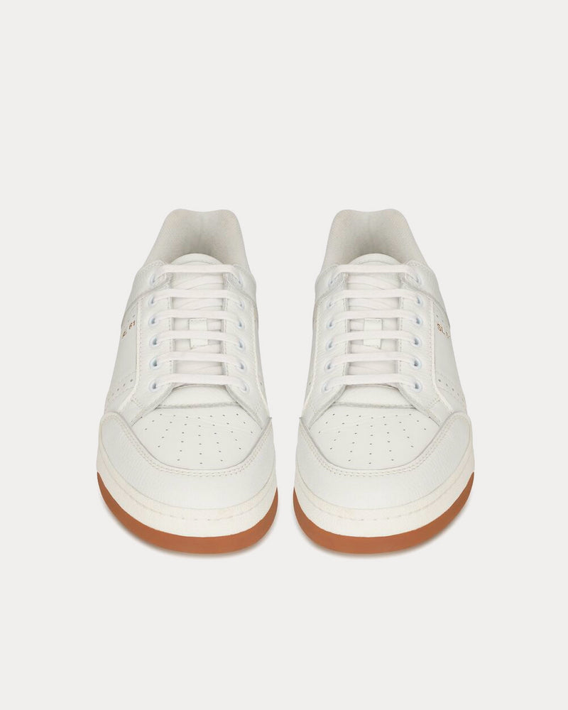 Saint Laurent SL/61 Grained Leather White Low Top Sneakers - 2