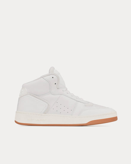 Saint Laurent SL/80 Smooth & Grained Leather Vintage White Mid Top Sneakers - 1