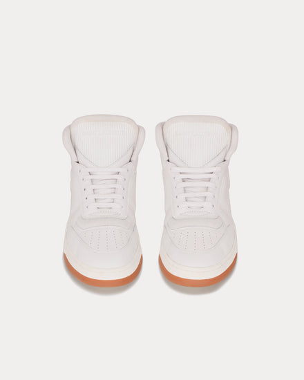 Saint Laurent SL/80 Smooth & Grained Leather Vintage White Mid Top Sneakers - 2