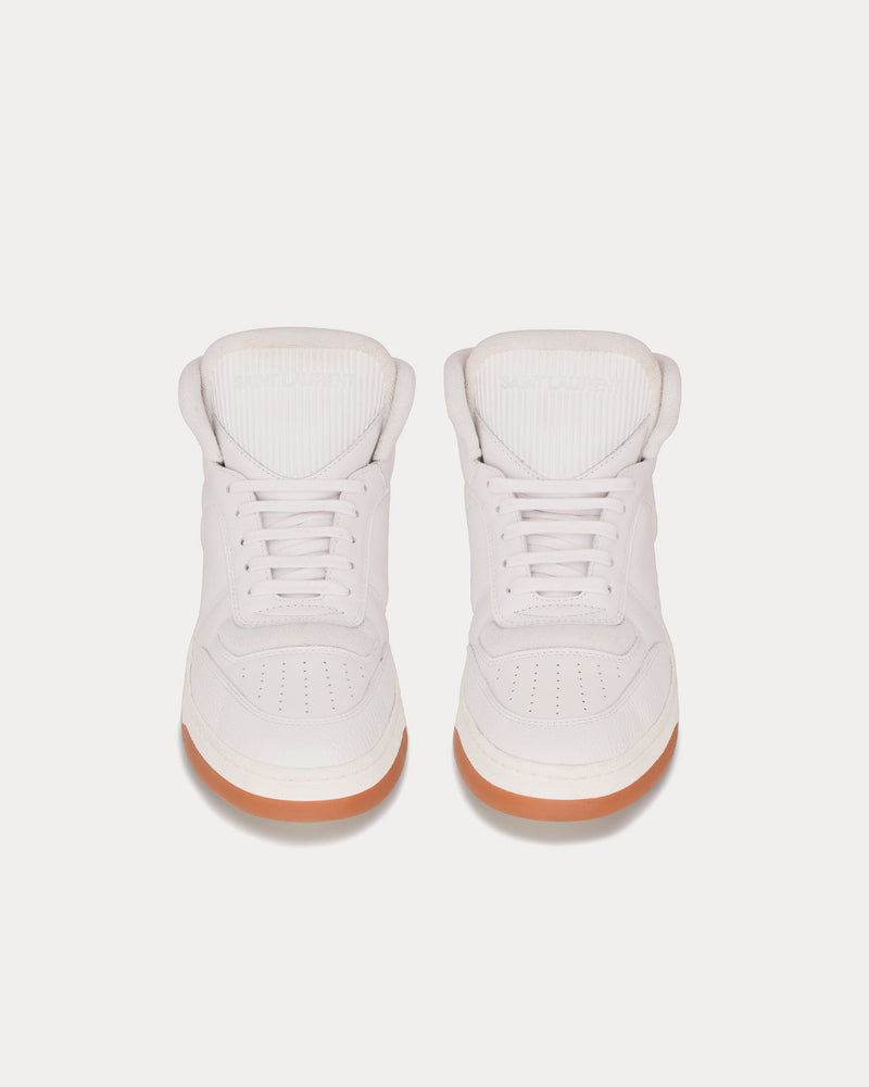 Saint Laurent SL/80 Smooth & Grained Leather Vintage White Mid Top Sneakers - 2
