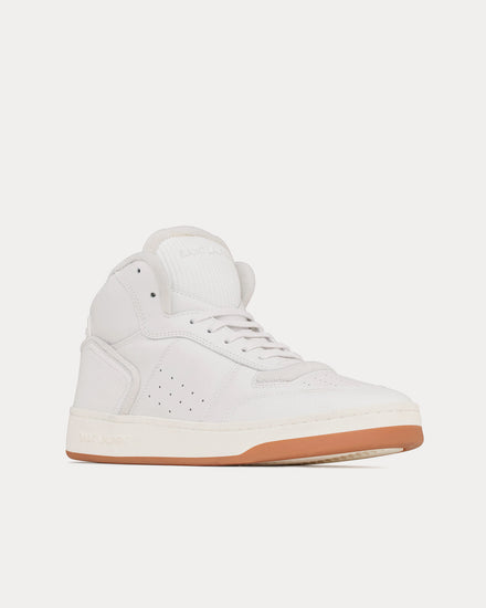 Saint Laurent SL/80 Smooth & Grained Leather Vintage White Mid Top Sneakers - 3