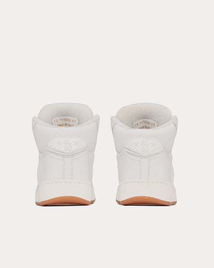 Saint Laurent SL/80 Smooth & Grained Leather Vintage White Mid Top Sneakers - 4