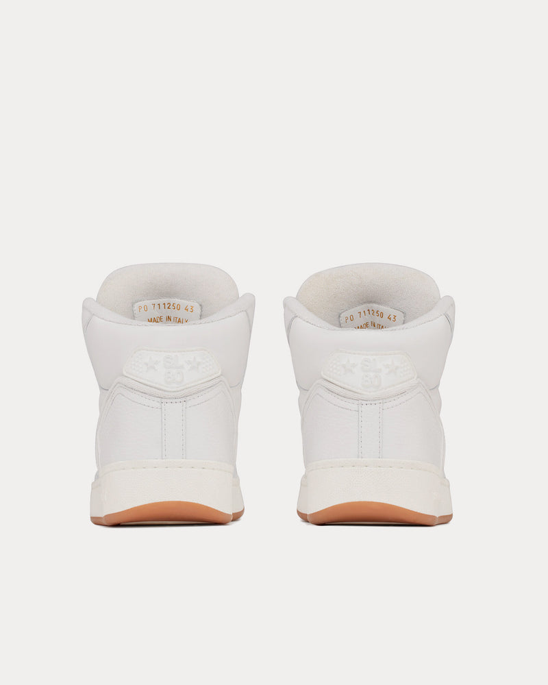 Saint Laurent SL/80 Smooth & Grained Leather Vintage White Mid Top Sneakers - 4