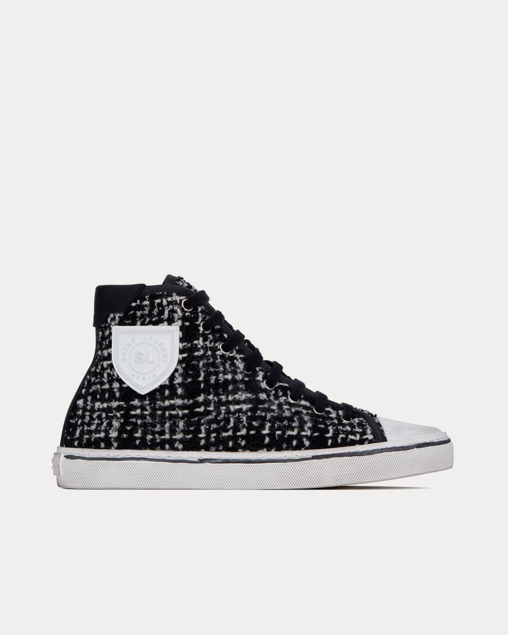 Saint Laurent Women's Bedford Tweed & Leather Black / White Mid