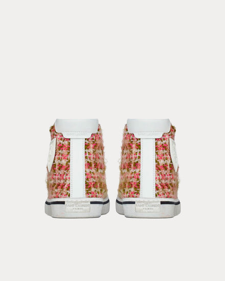 Saint Laurent Bedford Tweed & Leather Green Absinthe / Pink Mid Top Sneakers - 3