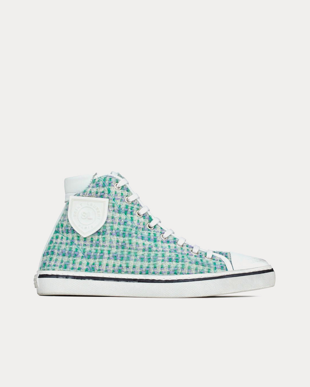 Saint Laurent Women's Bedford Tweed & Leather Parme / Turquoise