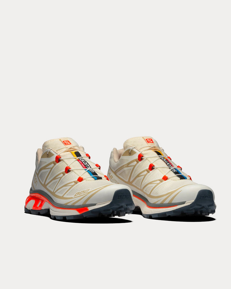 Salomon XT-6 Vanilla Ice / Bleached Sand / Red Orange Ice Low Top Sneakers - 3