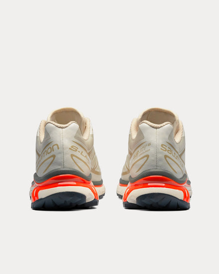 Salomon XT-6 Vanilla Ice / Bleached Sand / Red Orange Ice Low Top Sneakers - 4