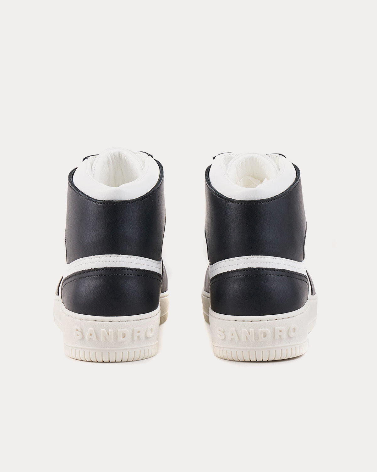 Sandro - Leather Black / White High Top Sneakers
