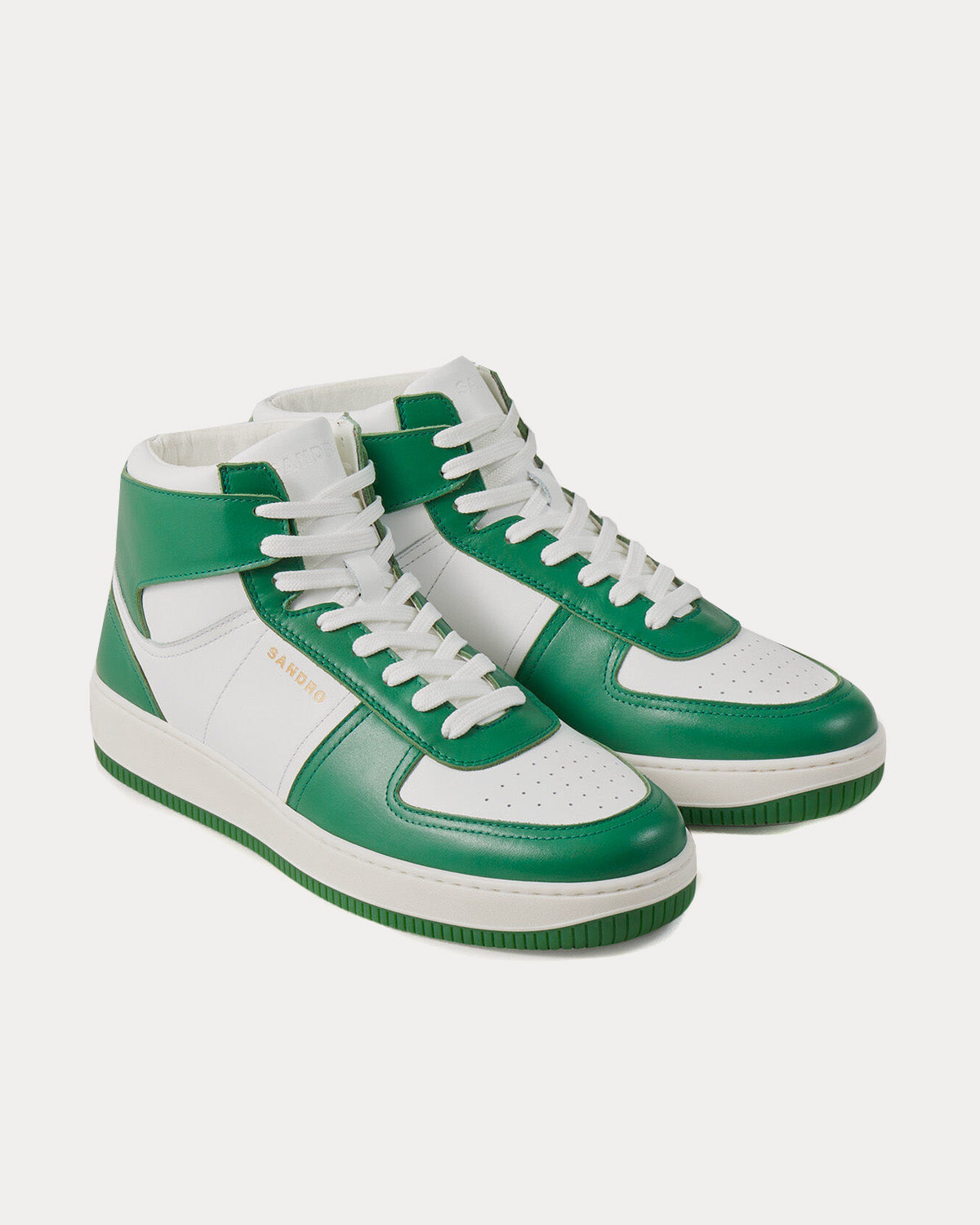Sandro - Leather Green / White High Top Sneakers