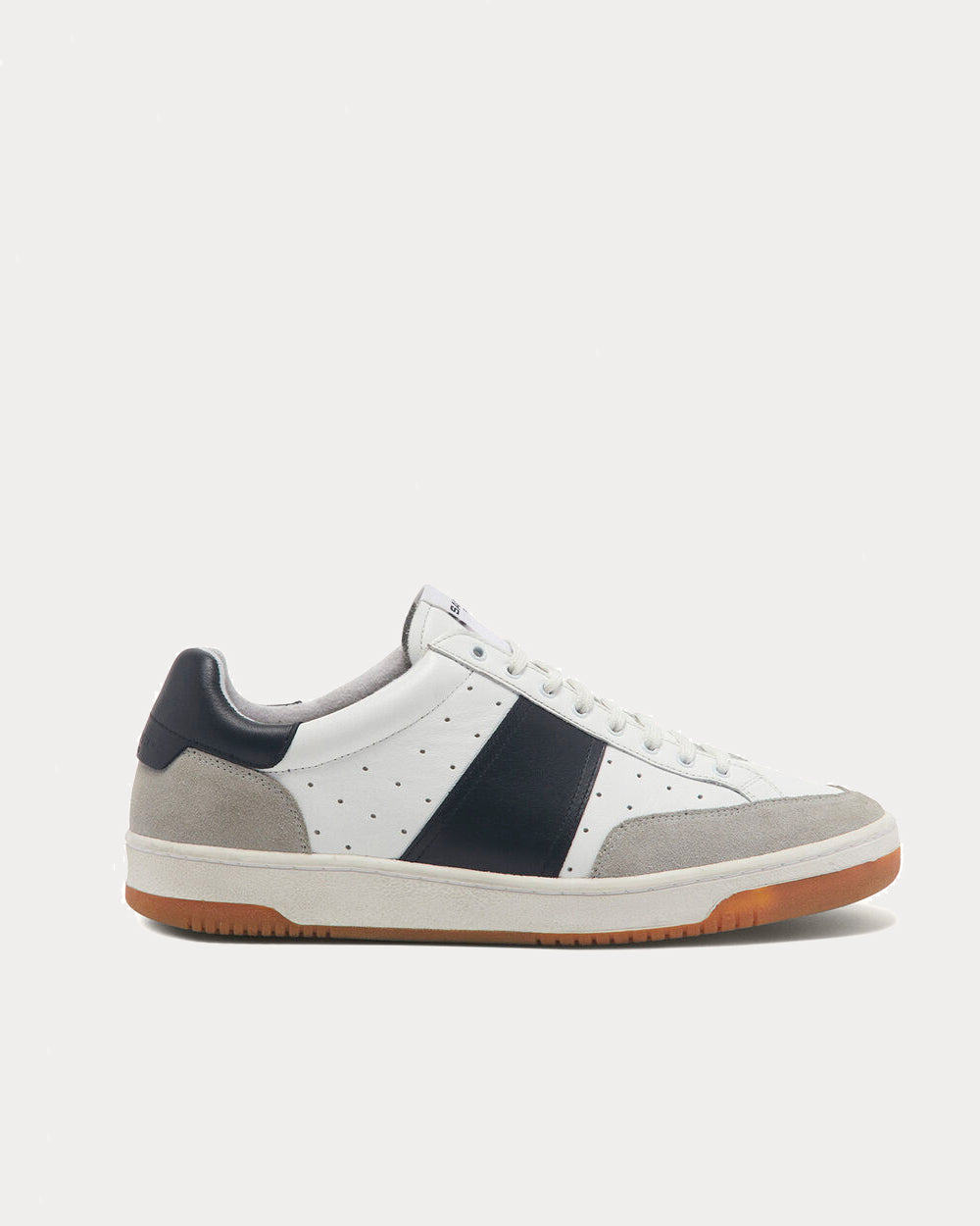 Sandro - Leather Stripe White Low Top Sneakers