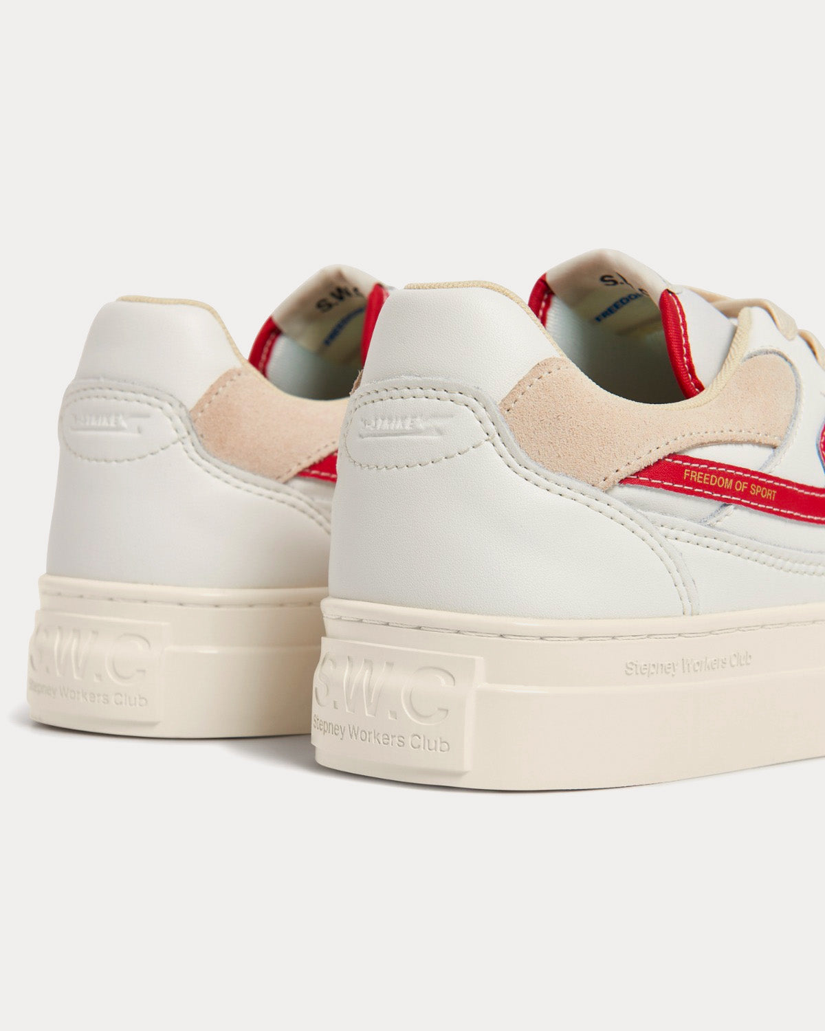 Stepney Workers Club - Pearl S-Strike Leather White / Red Low Top Sneakers
