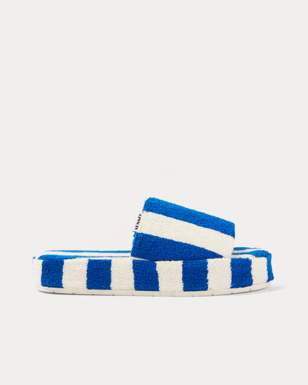Sunnei Striped Cotton Blue / White Sliders - 1