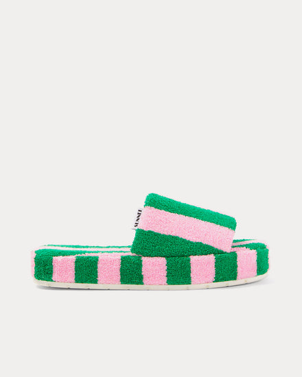 Sunnei Striped Cotton Pink / Green Sliders - 1