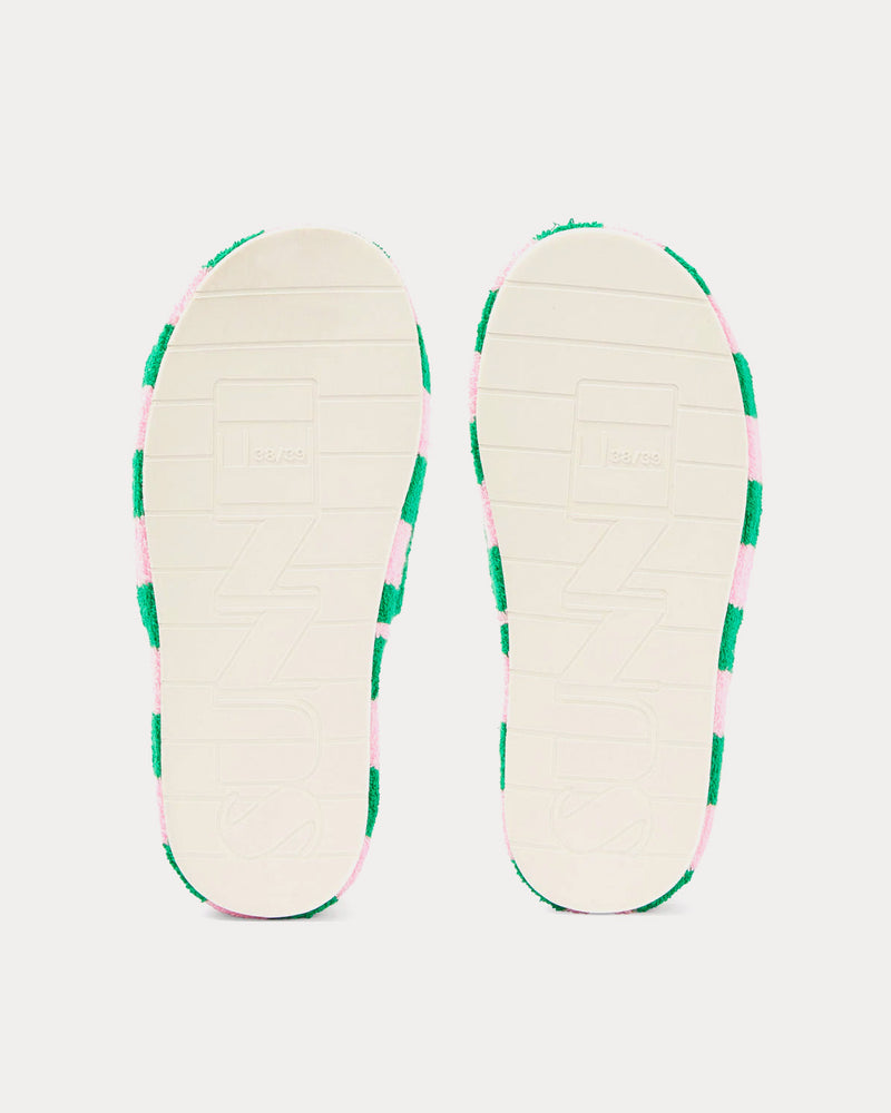 Sunnei Striped Cotton Pink / Green Sliders - 3
