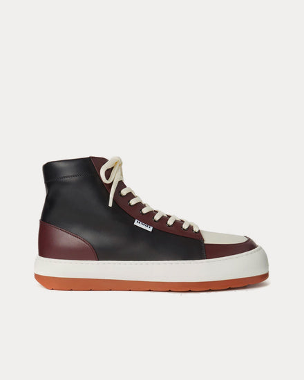 Sunnei Dreamy Leather Black / White / Bordeaux High Top Sneakers - 1
